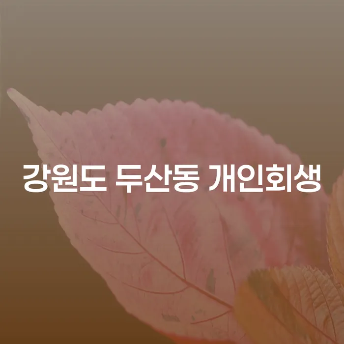 강원도 두산동 개인회생, 왜 지금이 신청의 적기일까요?