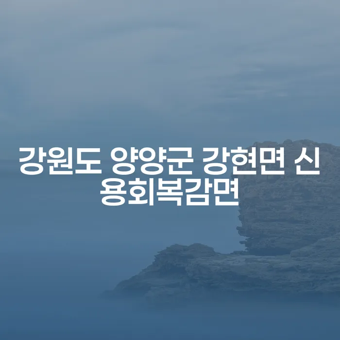 강원도 양양군 강현면 신용회복감면을 통해 재정적 안정을 찾는 방법은?